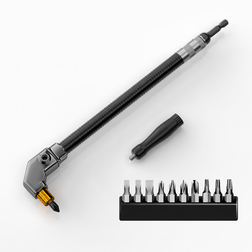 90‑Degree Right Angle Drill Adapter, Heavy‑Duty Drill Extension for Confined‑Space Woodworking