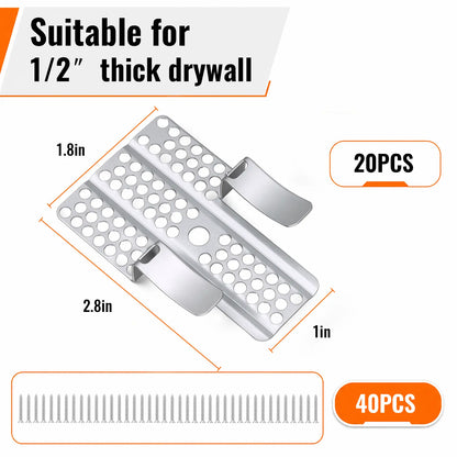 🔩 1/2 Inch Drywall Repair Clips Kit, Metal‑Backed Wall Hole Repair Tools with Screws for Home Renovation