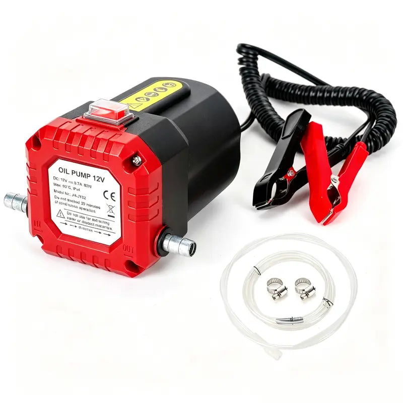 ⚡ 12V 80W Oil Extractor Pump, Oil Transfer Suction Pump with Tubes Kit, Fluid Change Pump for Truck, RV, Boat & Marine, Red