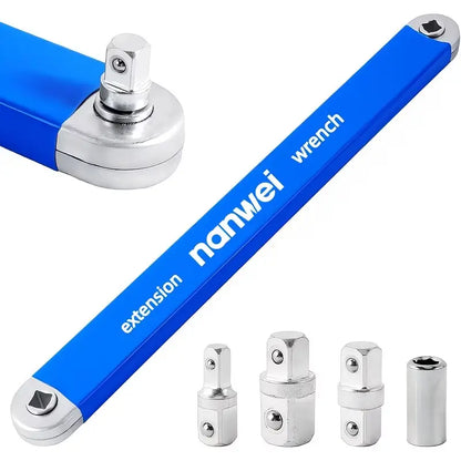 🔧 Impact‑Ready Offset Wrench Extender, Multi‑Size Square Drive Adapters for Tight‑Space Repairs