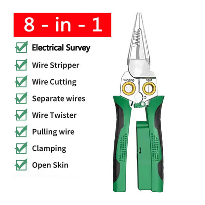 ⚡ 8‑in‑1 Voltage Tester Needle Nose Pliers for Electrical Wire Work