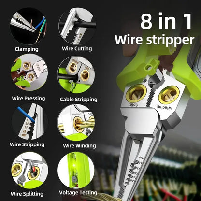 ⚡ 8‑in‑1 Voltage Tester Needle Nose Pliers for Electrical Wire Work