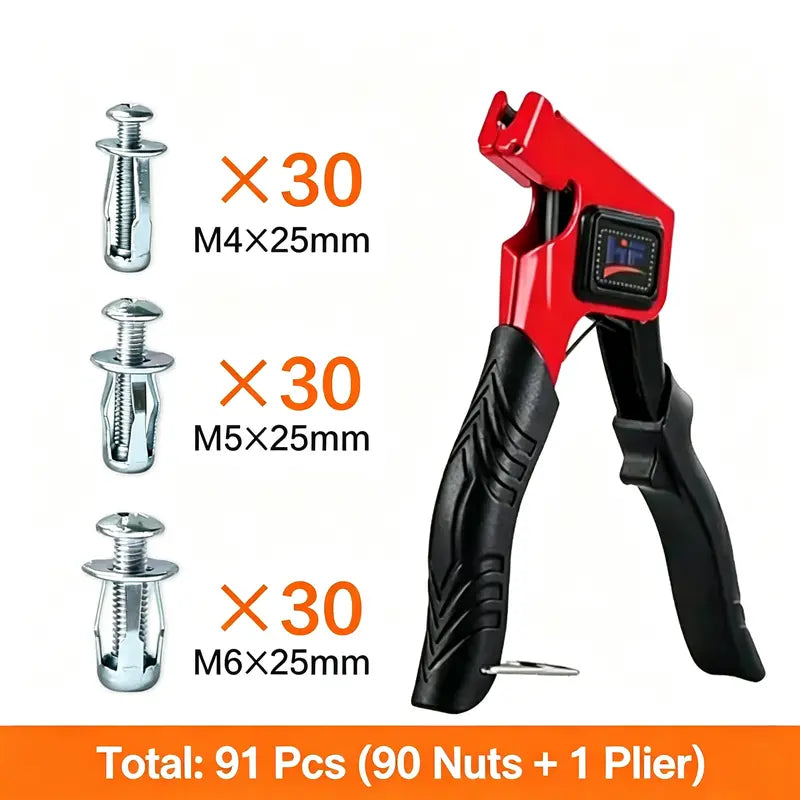🔩 91Pcs Heavy-Duty Petal Jack Nut Assortment Kit, M4 M5 M6 Hollow Wall Anchors with Installation Plier