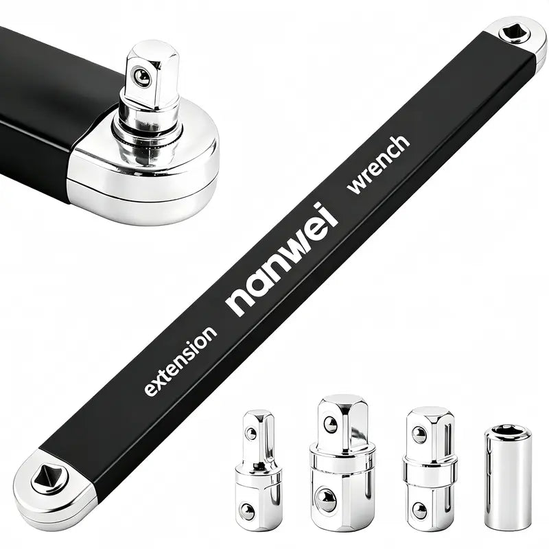 🔧 Impact‑Ready Offset Wrench Extender, Multi‑Size Square Drive Adapters for Tight‑Space Repairs