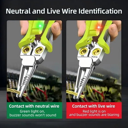 ⚡ 8‑in‑1 Voltage Tester Needle Nose Pliers for Electrical Wire Work