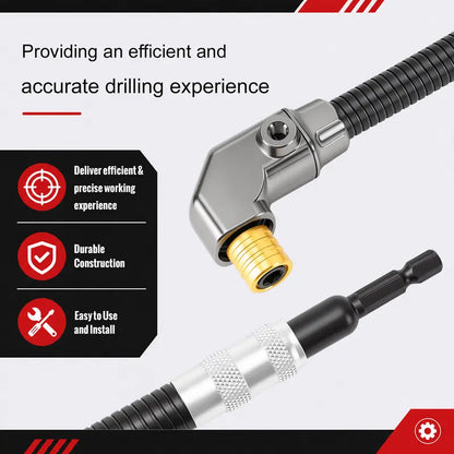 90‑Degree Right Angle Drill Adapter, Heavy‑Duty Drill Extension for Confined‑Space Woodworking