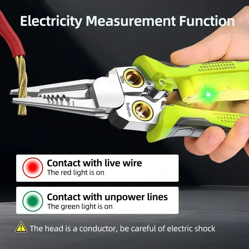 ⚡ 8‑in‑1 Voltage Tester Needle Nose Pliers for Electrical Wire Work