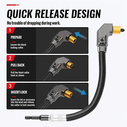90‑Degree Right Angle Drill Adapter, Heavy‑Duty Drill Extension for Confined‑Space Woodworking