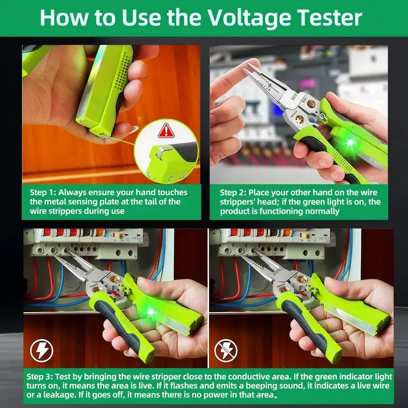 ⚡ 8‑in‑1 Voltage Tester Needle Nose Pliers for Electrical Wire Work