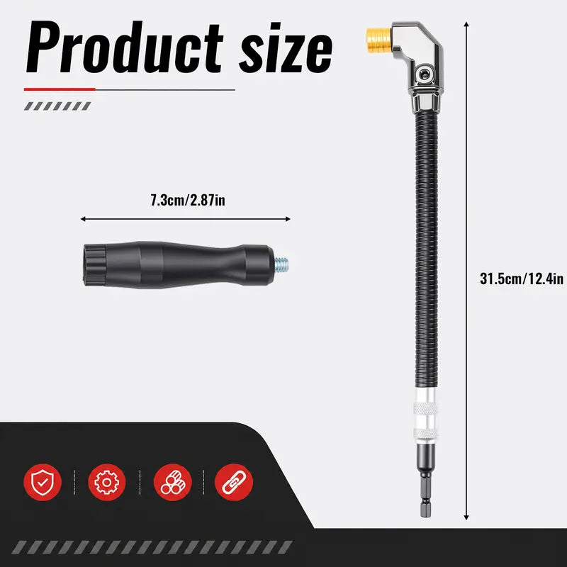 90‑Degree Right Angle Drill Adapter, Heavy‑Duty Drill Extension for Confined‑Space Woodworking