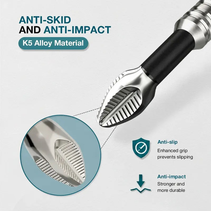 🔧 K5 Anti‑Slip Magnetic Screwdriver Bits, Impact‑Resistant Power Tool Accessories for Home DIY