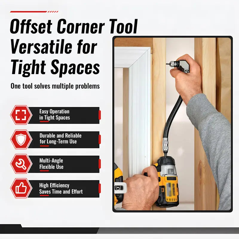 90‑Degree Right Angle Drill Adapter, Heavy‑Duty Drill Extension for Confined‑Space Woodworking