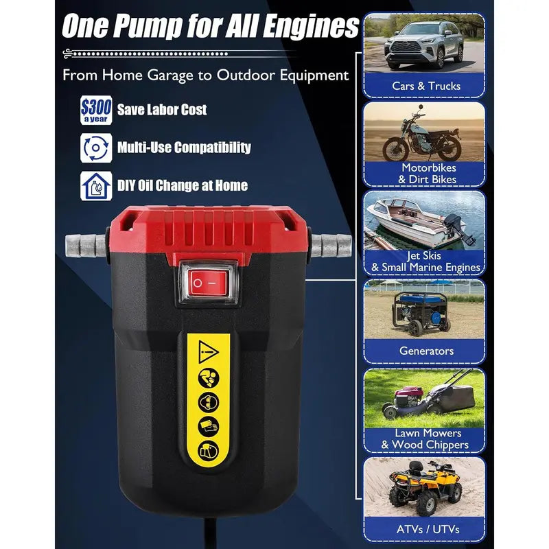 ⚡ 12V 80W Oil Extractor Pump, Oil Transfer Suction Pump with Tubes Kit, Fluid Change Pump for Truck, RV, Boat & Marine, Red